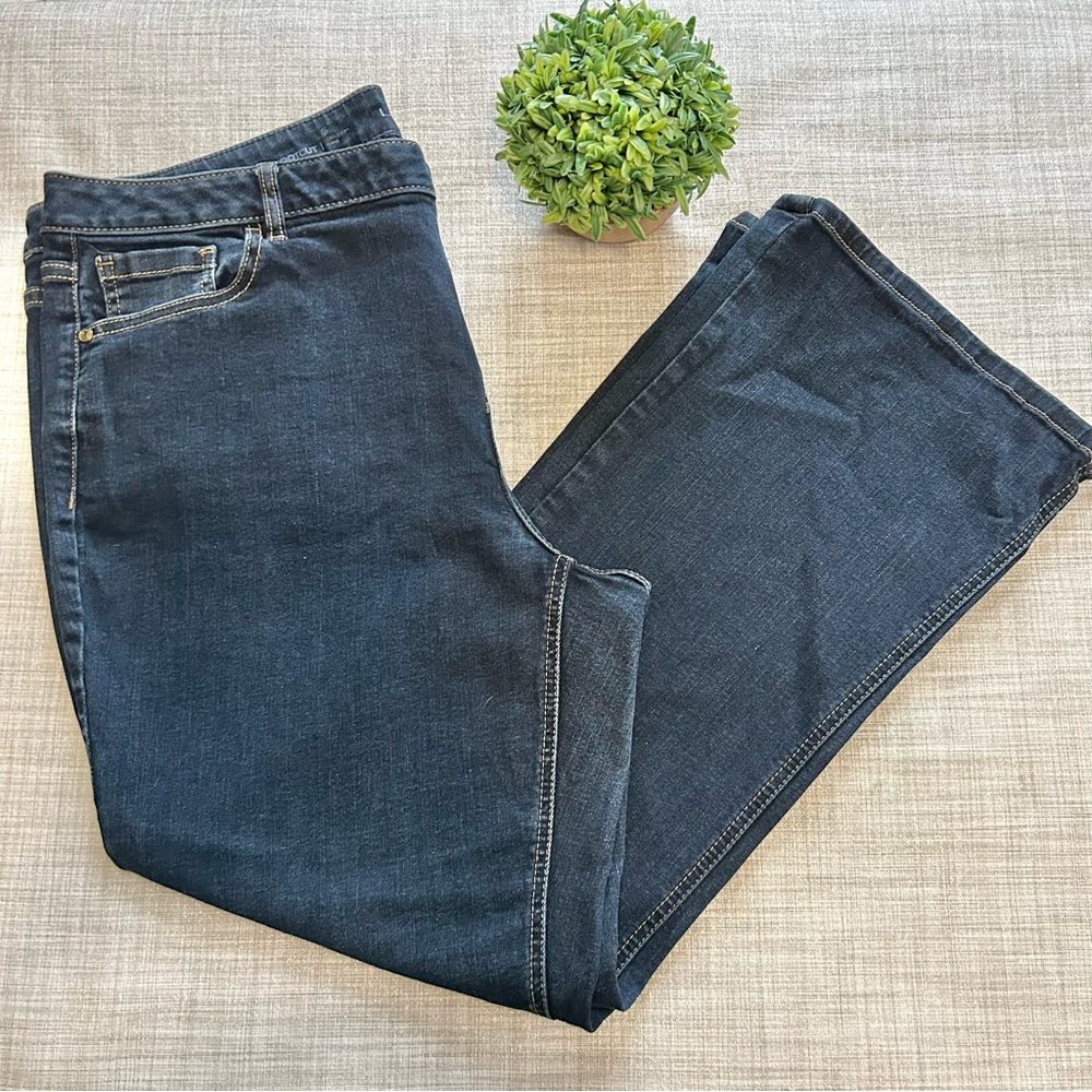 Lane Bryant genius fit dark wash bootcut jeans, short length